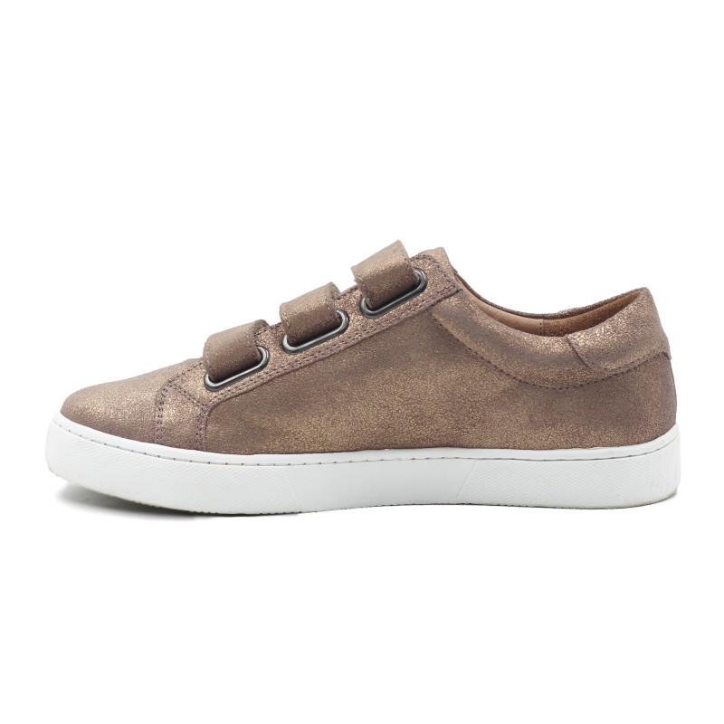 vue interieur baskets a scratch cuir bronze metallise jules & jenn