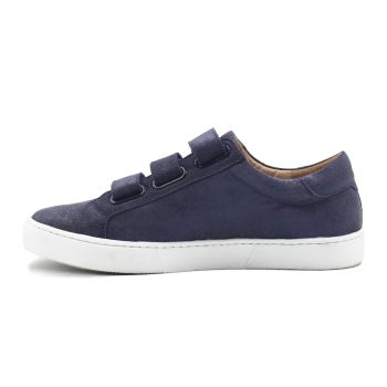 vue interieur baskets a scratch cuir bleu metallise jules & jenn
