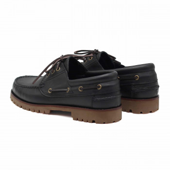 vue arriere chaussure bateau crampons cuir noir jules & jenn