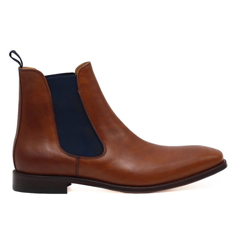 vue profil chelsea boots cuir cognac bleu jules jenn
