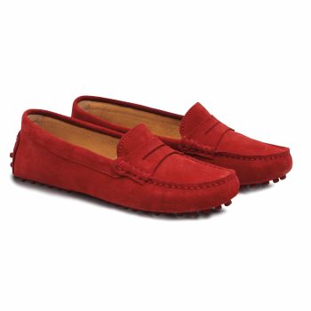mocassins femme cuir daim rouge jules & jenn