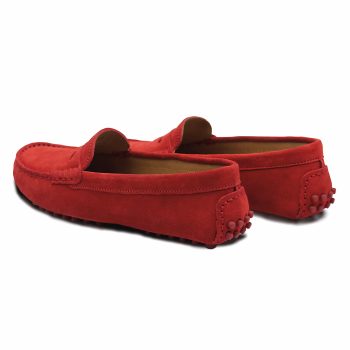 vue arriere mocassins femme cuir daim rouge jules & jenn