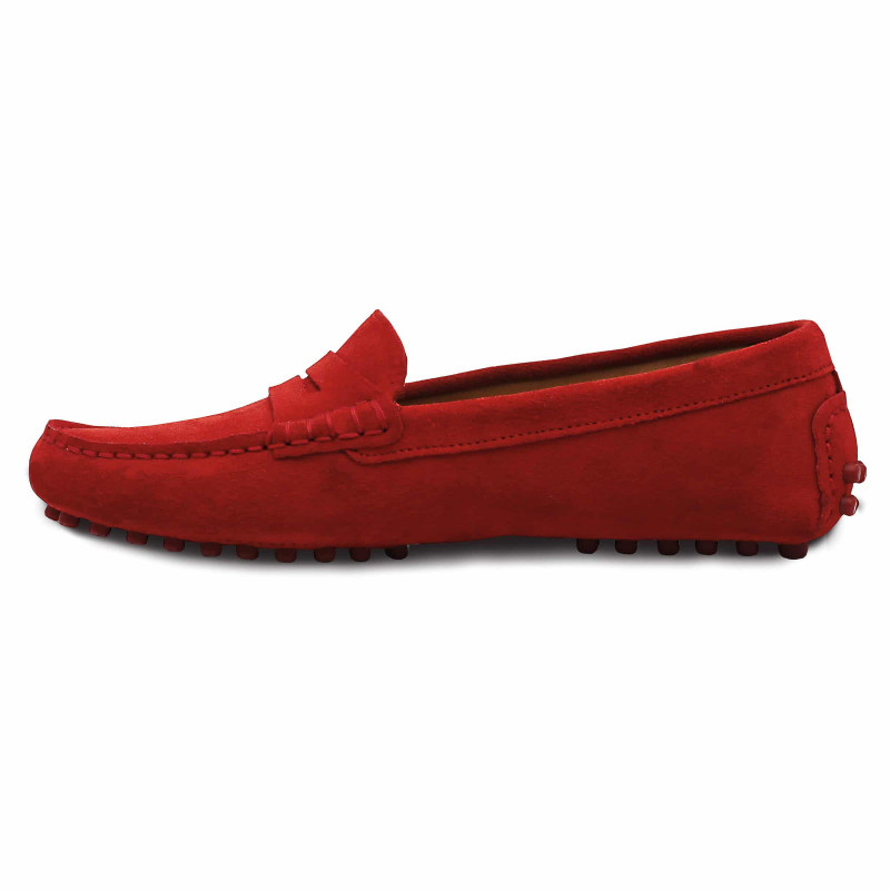 vue interieure mocassins femme cuir daim rouge jules & jenn