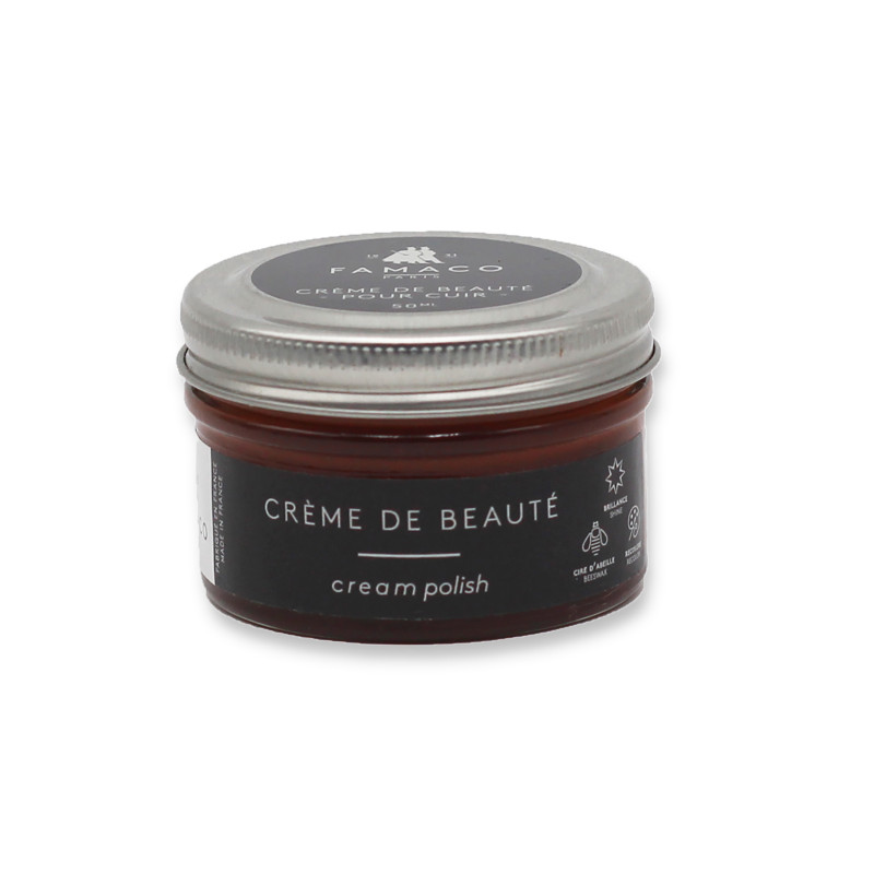 Vue fermee cirage pour cuir marron clair Famaco JULES & JENN
