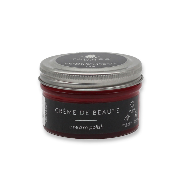 Vue fermee cirage pour cuir rouge Famaco JULES & JENN