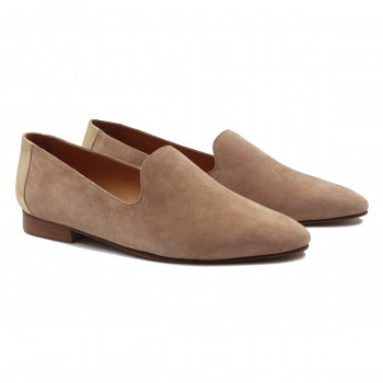 slippers classiques cuir velours beige dore jules & jenn