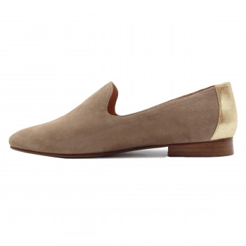 vue interieur slippers classiques cuir velours beige dore jules & jenn
