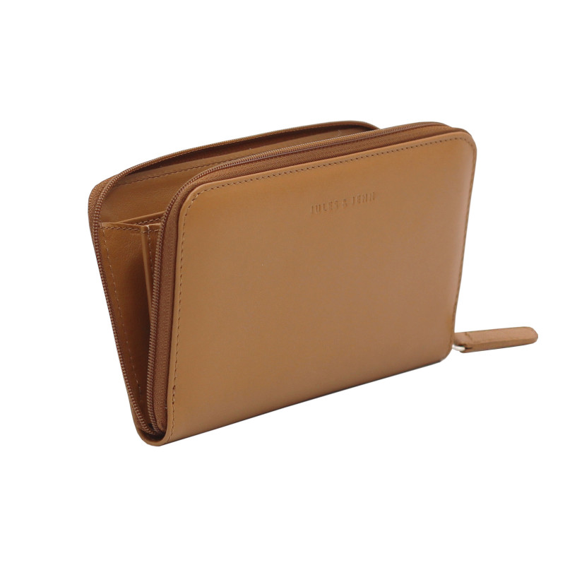 vue debout du compagnon camel cuir italien