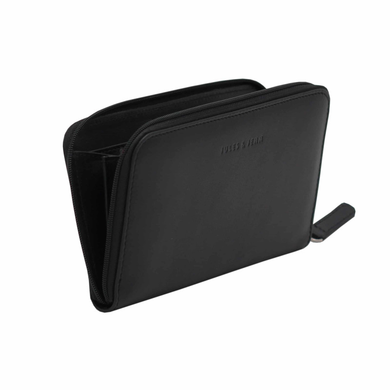 vue debout du compagnon noir cuir italien