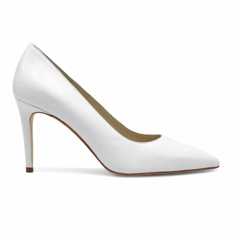 vue exterieur escarpins classiques cuir blanc jules & jenn