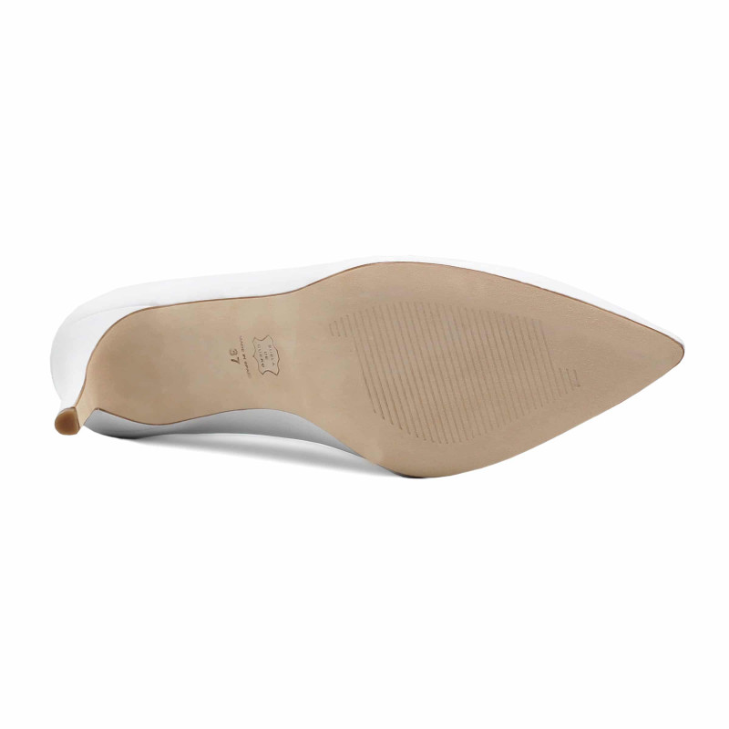 vue dessous escarpins classiques cuir blanc jules & jenn