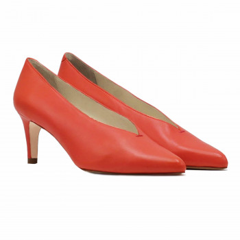 escarpin decollete V cuir corail jules & jenn
