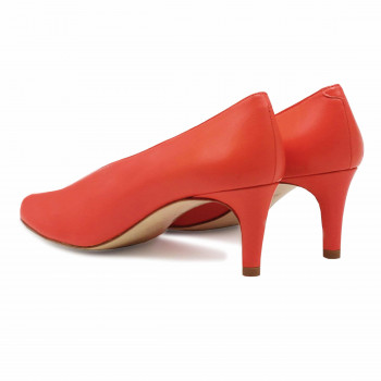 vue arriere escarpin decollete V cuir corail jules & jenn