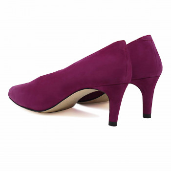 vue arriere escarpin decollete V cuir daim mauve jules & jenn