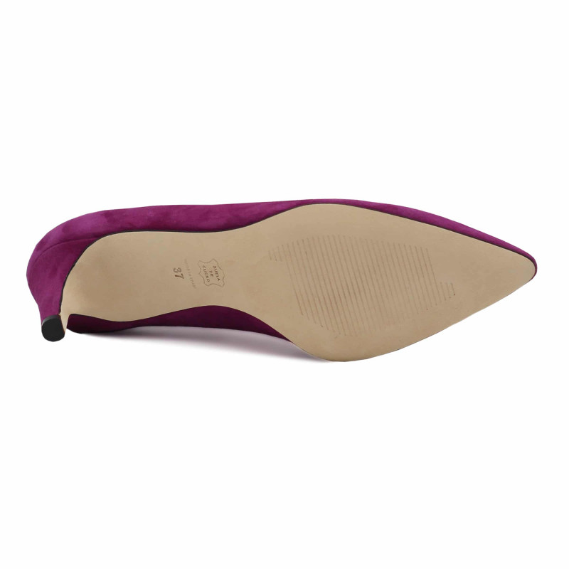 semelle escarpin decollete V cuir daim mauve jules & jenn