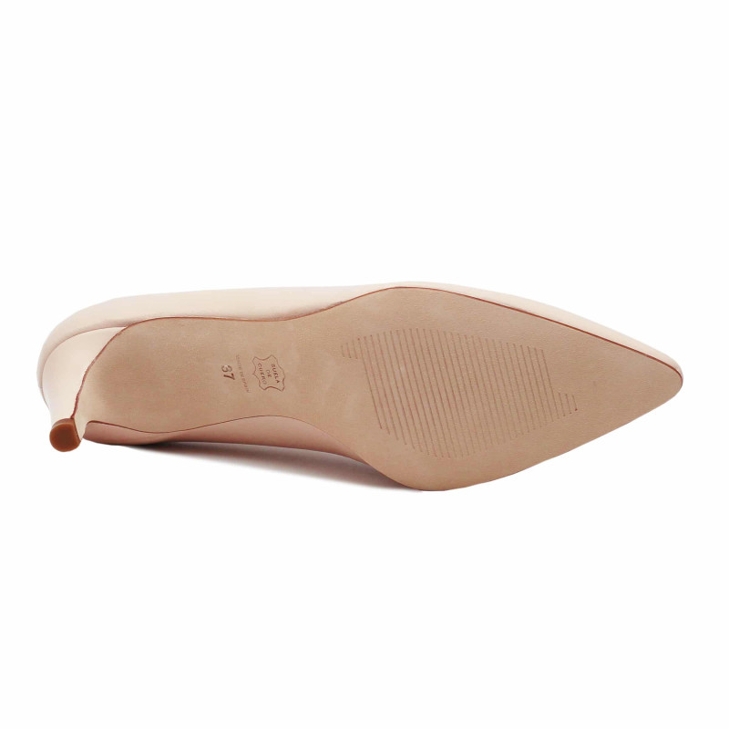 semelle escarpin decollete V cuir rose poudre jules & jenn