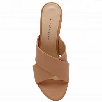 vue dessus mules cuir camel Jules & Jenn