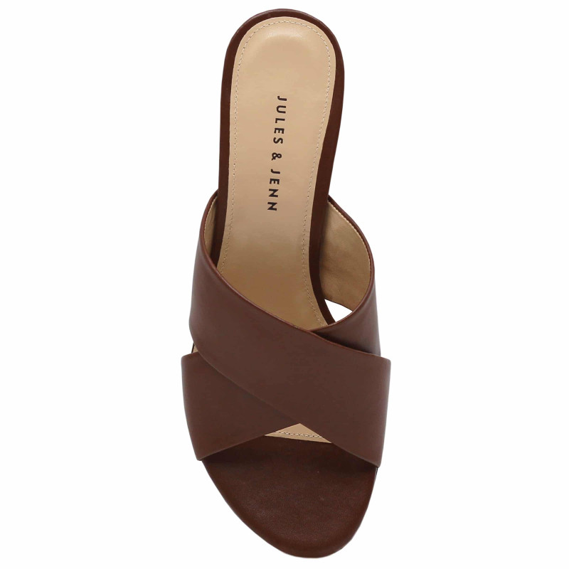 vue dessus mules cuir marron Jules & Jenn