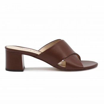 vue exterieure mules cuir marron Jules & Jenn