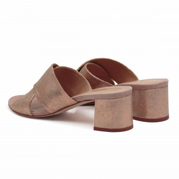 vue arriere mule cuir metallise rose jules & jenn