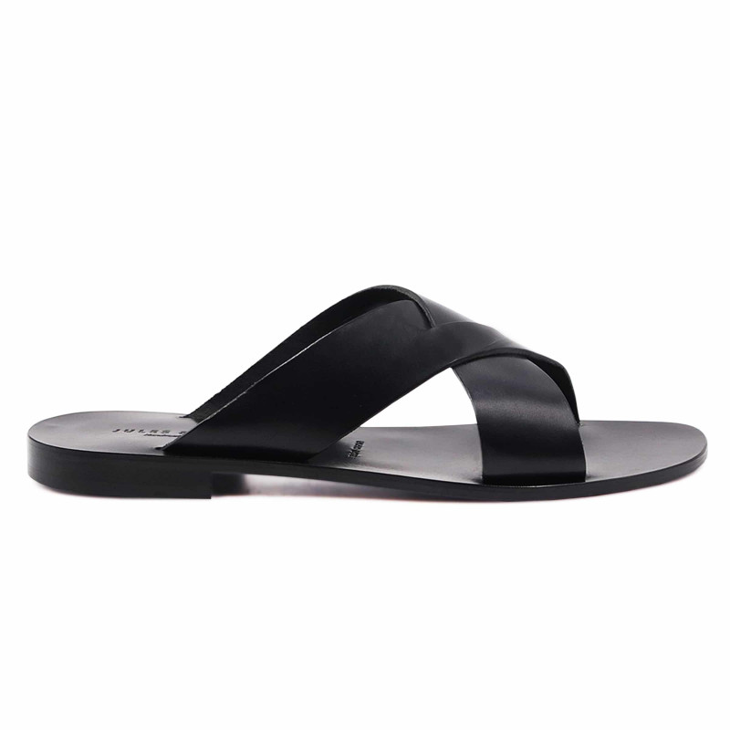 vue extérieure mules plates cuir noir jules & jenn