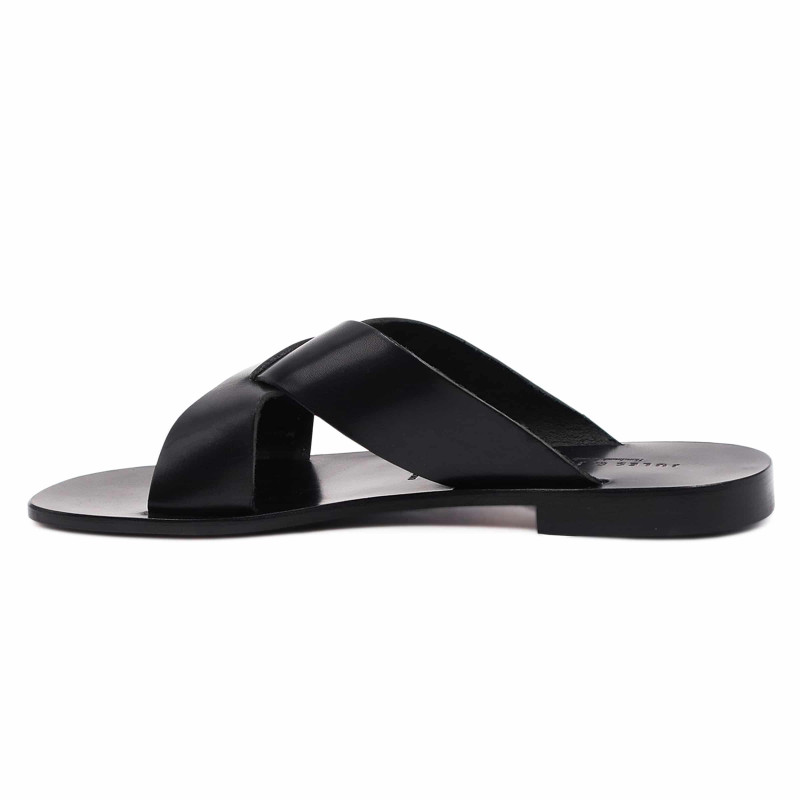 vue interieure mules plates cuir noir jules & jenn