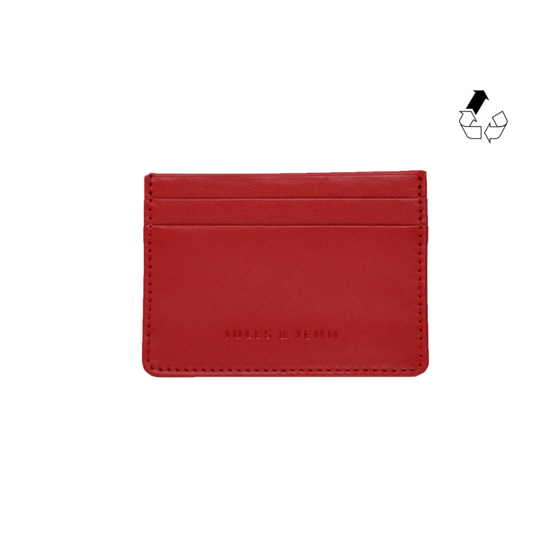 Porte-cartes cuir upcyclé rouge JULES & JENN