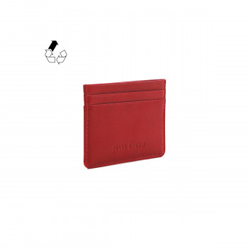 vue côté porte-cartes cuir upcyclé rouge JULES & JENN