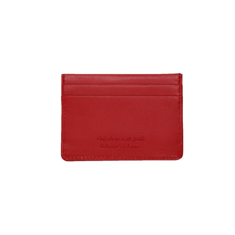vue arrière porte-cartes cuir upcyclé rouge JULES & JENN