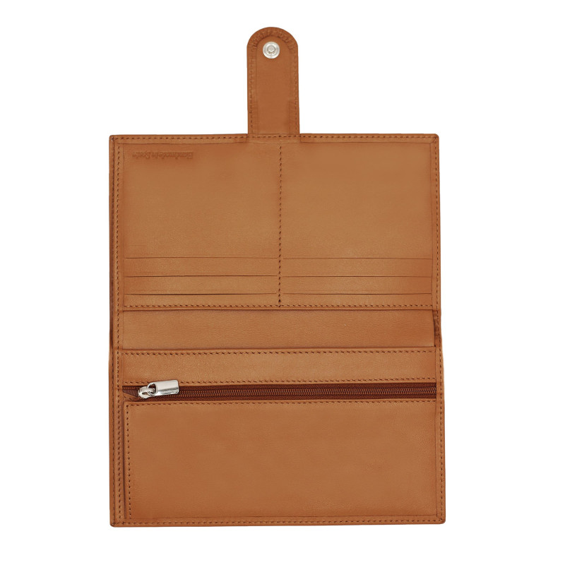 vue ouverte porte chequier cuir camel jules & jenn