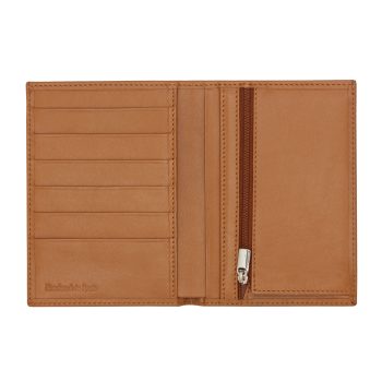 vue ouvert portefeuille classique cuir camel jules & jenn