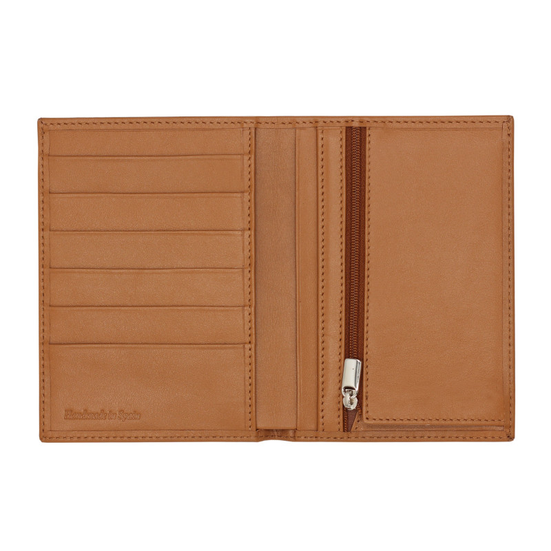 vue ouvert portefeuille classique cuir camel jules & jenn