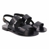 sandales plates cuir noir jules & jenn