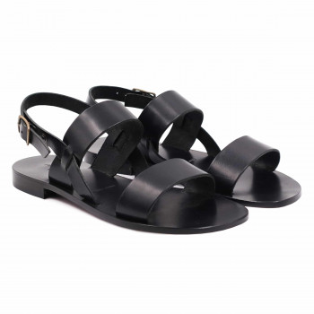 sandales plates cuir noir jules & jenn