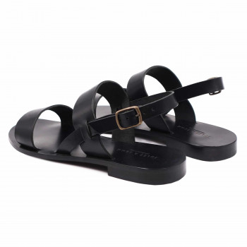 vue arriere sandales plates cuir noir jules & jenn