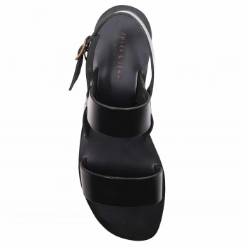 vue dessus vue arriere sandales plates cuir noir jules & jenn