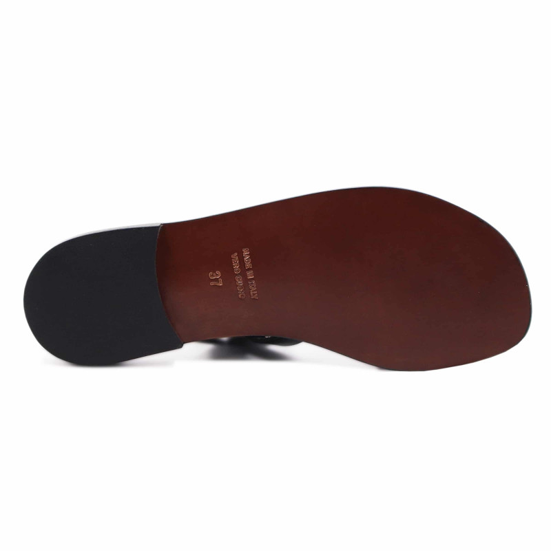 semelle cuir sandales plates cuir noir jules & jenn
