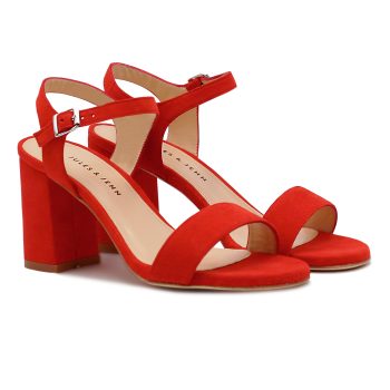 sandales talon cuir daim rouge jules & jenn