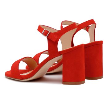 vue arriere sandales talon cuir daim rouge jules & jenn