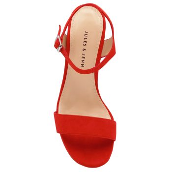 vue dessus sandales talon cuir daim rouge jules & jenn