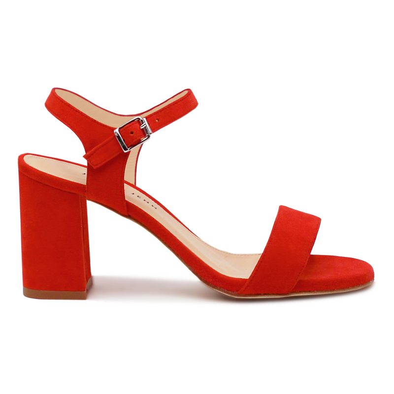 vue profil sandales talon cuir daim rouge jules & jenn