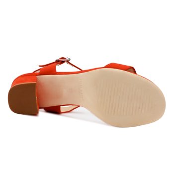 vue interieure sandales talon cuir daim rouge femme Jules & Jenn