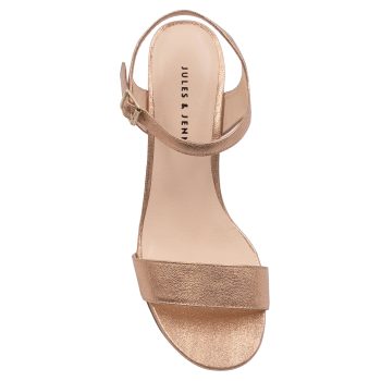 vue dessus sandales talon cuir metallise rose jules & jenn