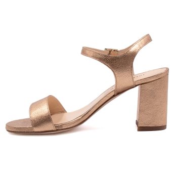 vue interieure sandales talon cuir metallise rose jules & jenn