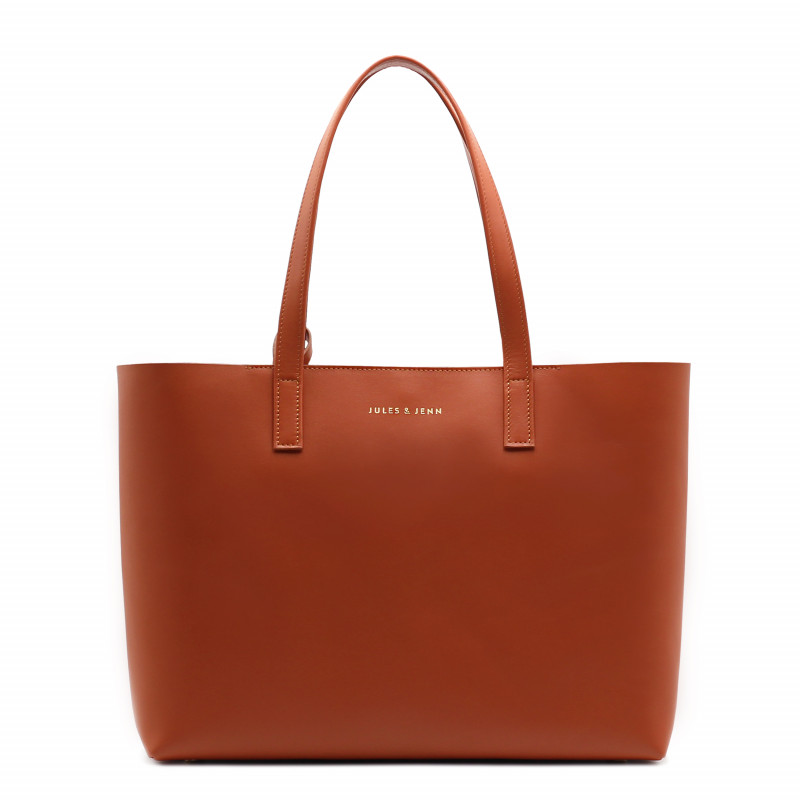 vue face sac cabas cuir brique jules & jenn