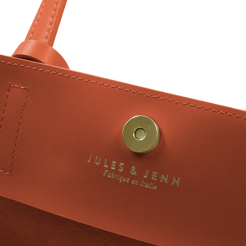 vue interieure sac cabas cuir brique jules & jenn