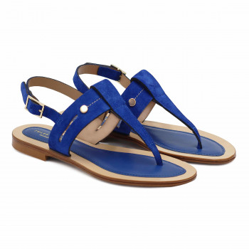 sandales tropeziennes cuir daim bleu royal jules & jenn