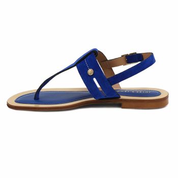 vue interieure sandales tropeziennes cuir daim bleu