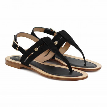 sandales tropeziennes cuir daim noir jules & jenn