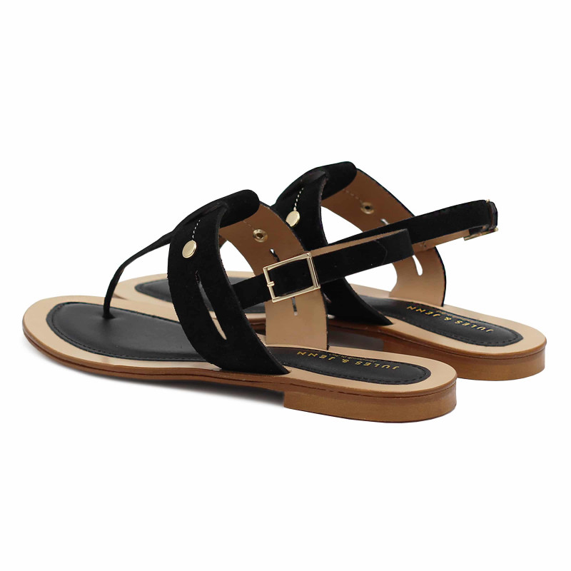 vue arriere sandales tropeziennes cuir daim noir